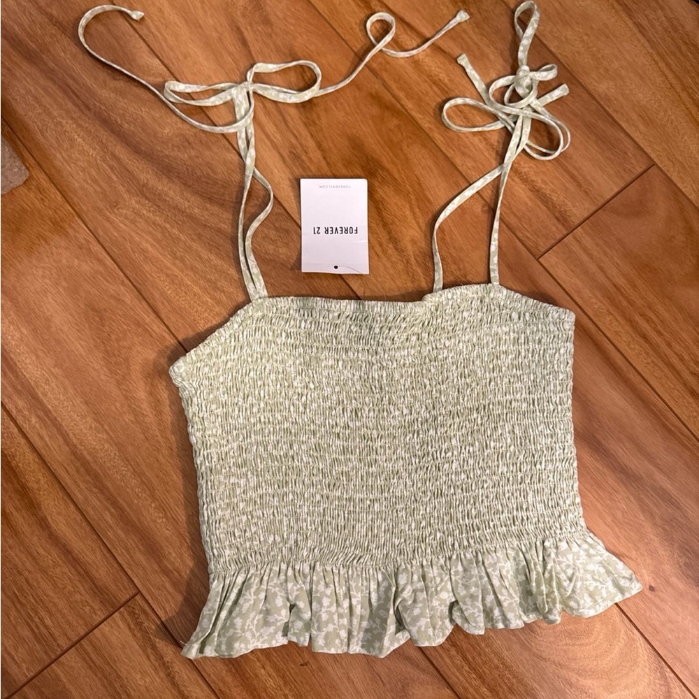 Forever 21 Light Green Smocked Camisole